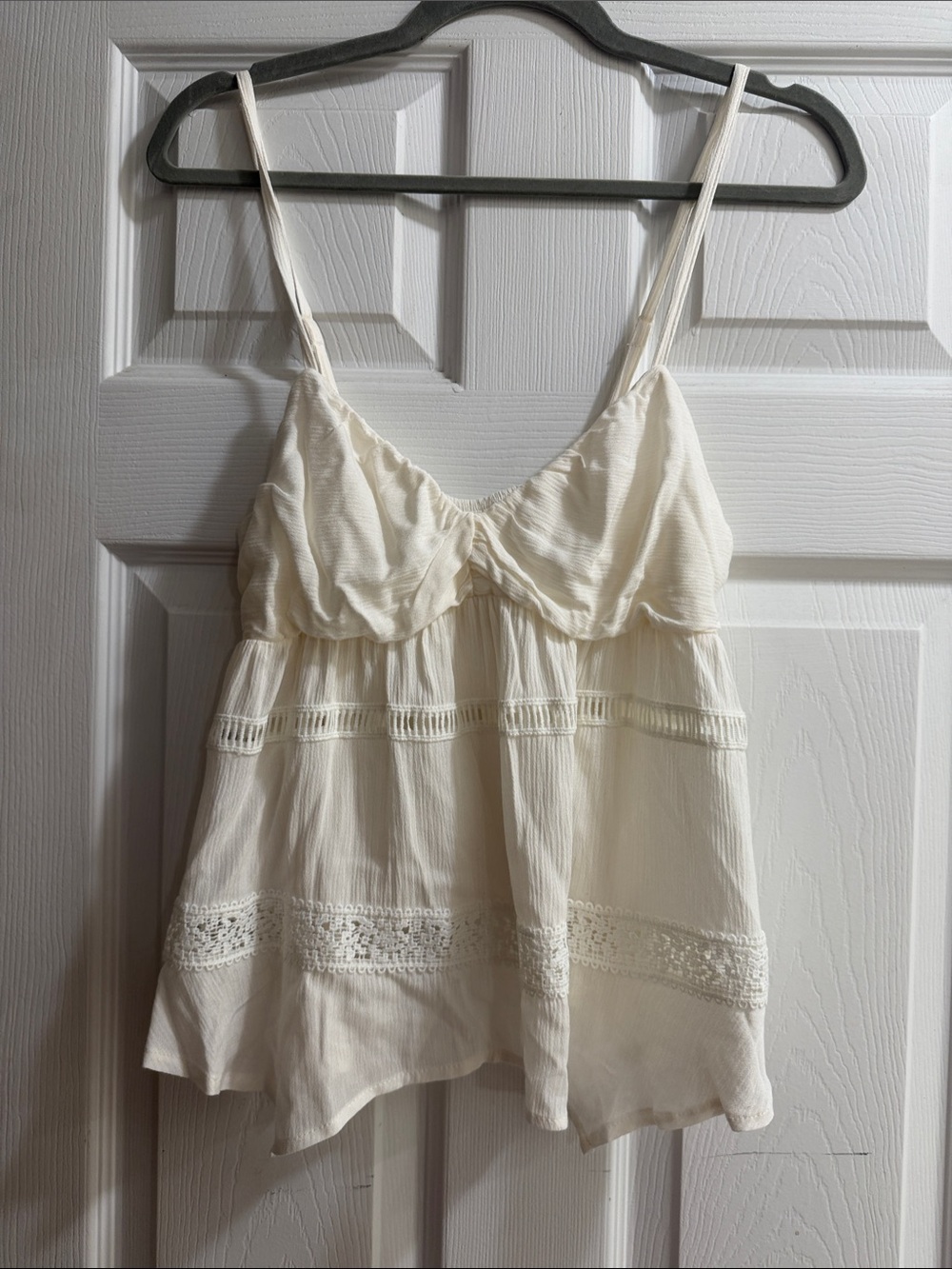 No Boundaries Cream Lace-Trim Spaghetti Strap Camisole
